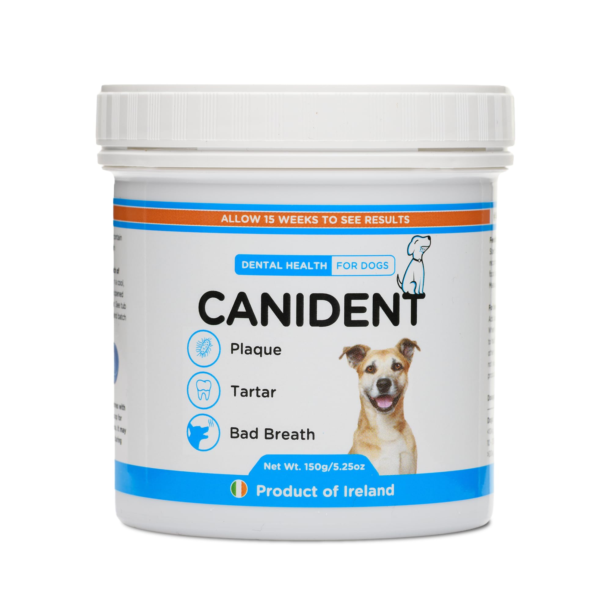 Canident Irish Seaweed Dog Dental Powder, Natural Plaque and Tartar Control, Fresh Breath Formula, No Brushing Required, 150g Tub