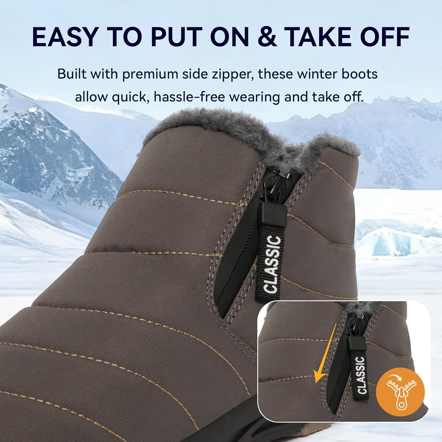 Lamincoa Mens Snow Boots Water Resistant Winter Boot Fur Lined Warm Shoes