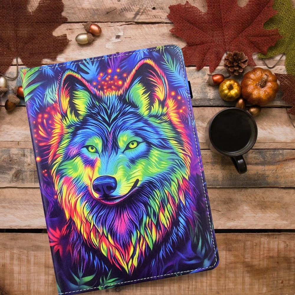 Generic Compatible avec Samsung Galaxy Tab A8 10.5 2022 SM-X207 (Design : chat coloré) Étui portefeuille en cuir à motif de qualité supérieure