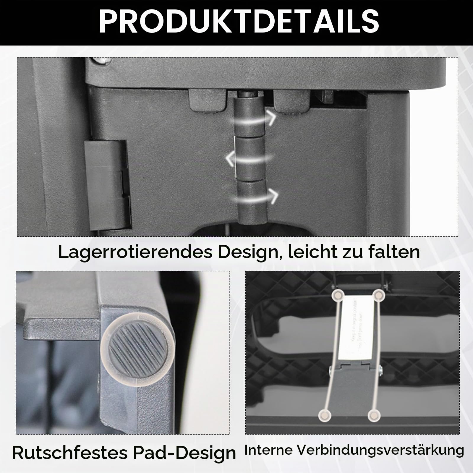 2 Stufen Tritthocker Klappbar mit Rutschfester Trittfläche für Kinder - Weißer Klapphocker 150kg Tragfähigkeit für Küche, Haus, Büro und Draußen