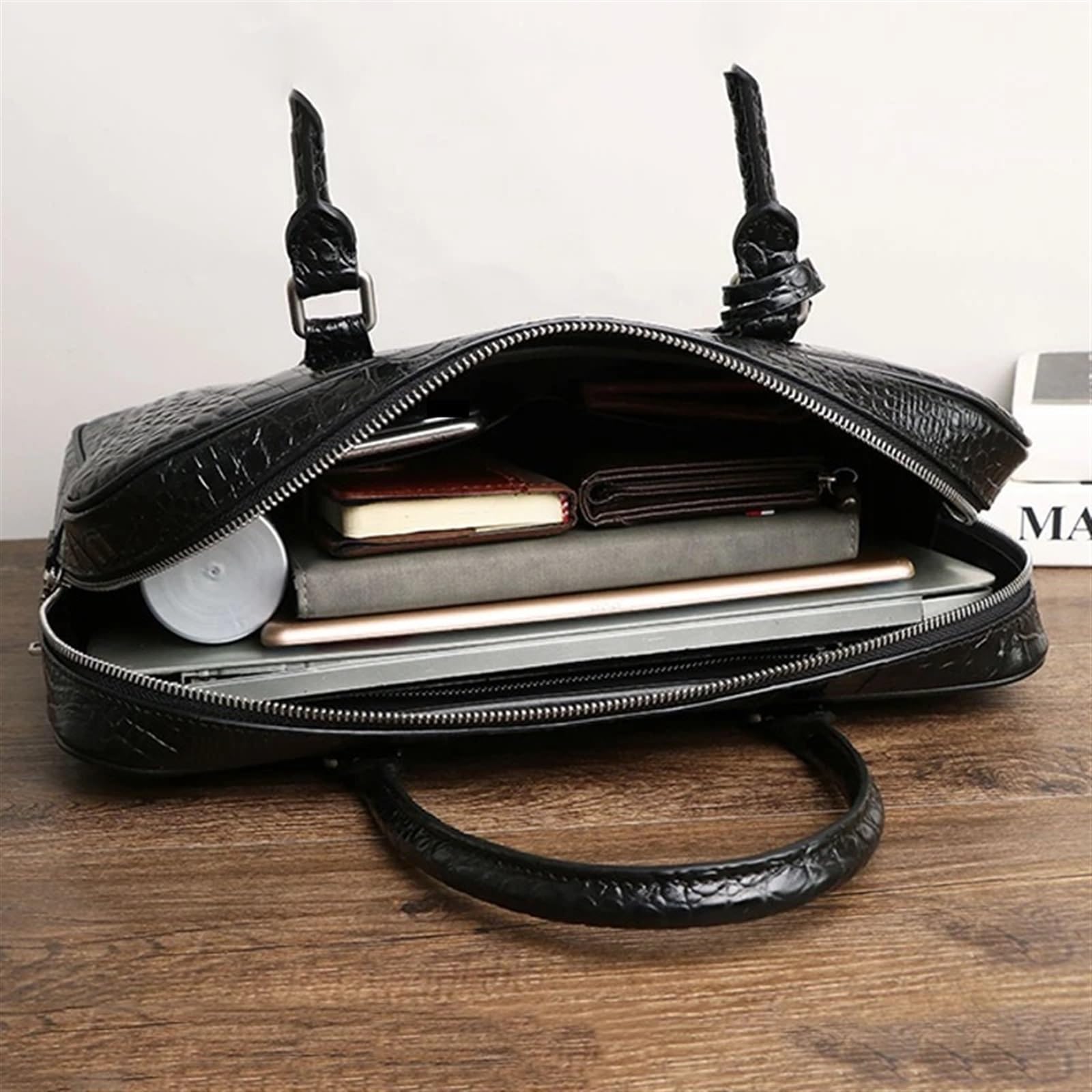 Cartella da Uomo Borsa da Uomo in Pelle, Borsetta, Valigetta da Uomo Borsa da Ufficio da Uomo Valigetta for Laptop da Uomo(Black)