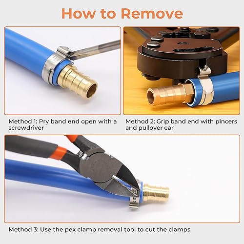 Miniatura 6 de 60 piezas de anillos de abrazaderas de cincha PEX de 1 pulgada, abrazaderas de manguera de una oreja de acero inoxidable 304, anillos de crimpado