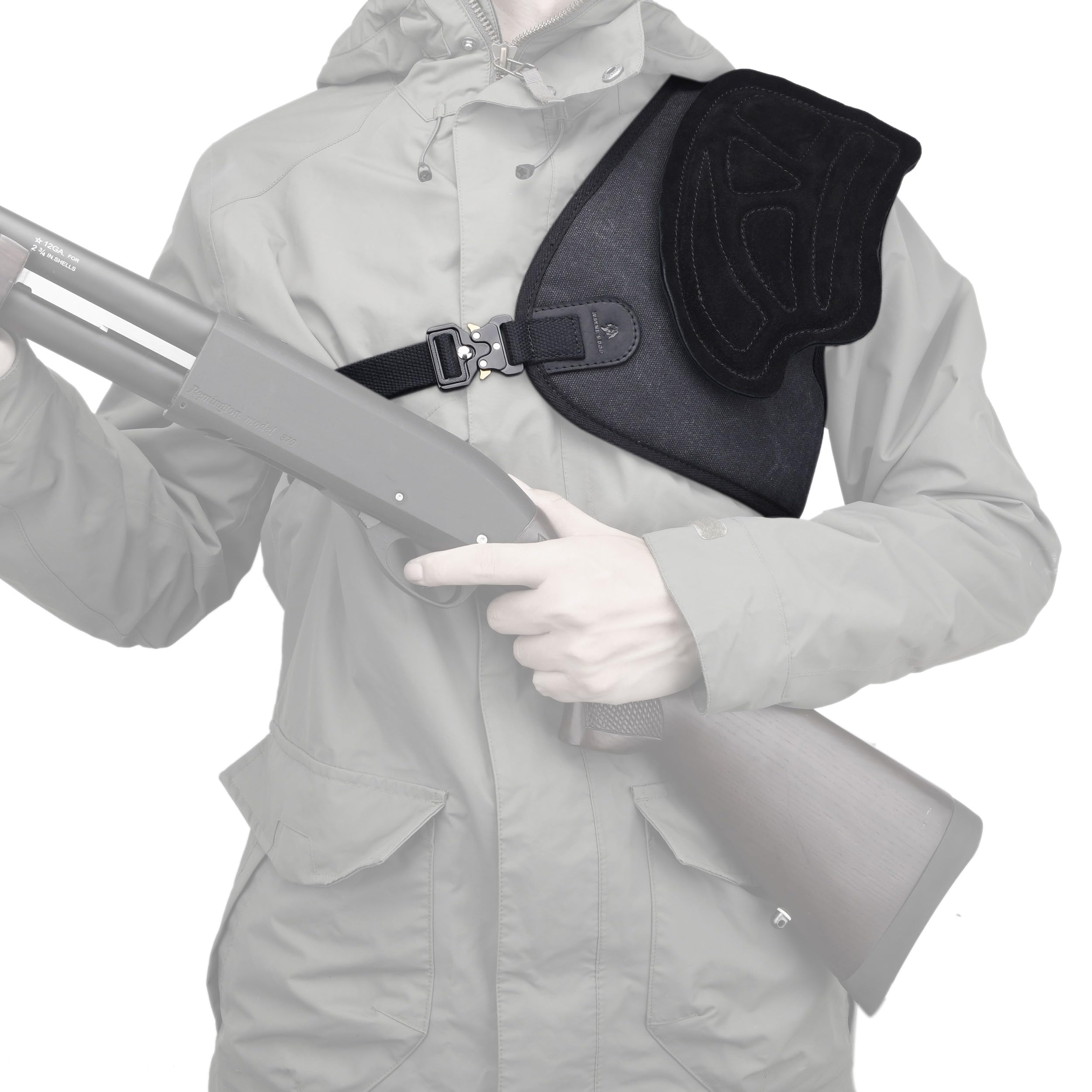 Tas Trost Segeltuch-Leder-Rückstoßschutz, Schulterschutz, verstellbares Rückstoßpolster für Schrotflinte, Gewehr
