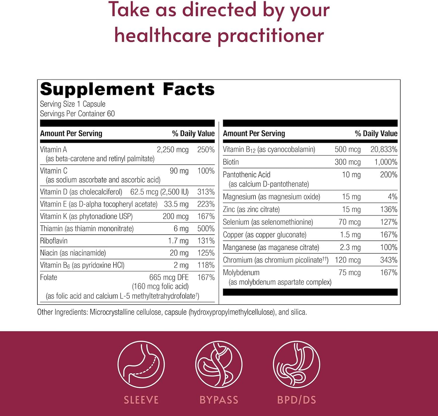 Bariatric Advantage High ADEK Multi - for Bariatric Surgery Patients - Multivitamin with Vitamins A, D, E, K & Trace Minerals - 100%+ DV of ADEK - 60 Capsules