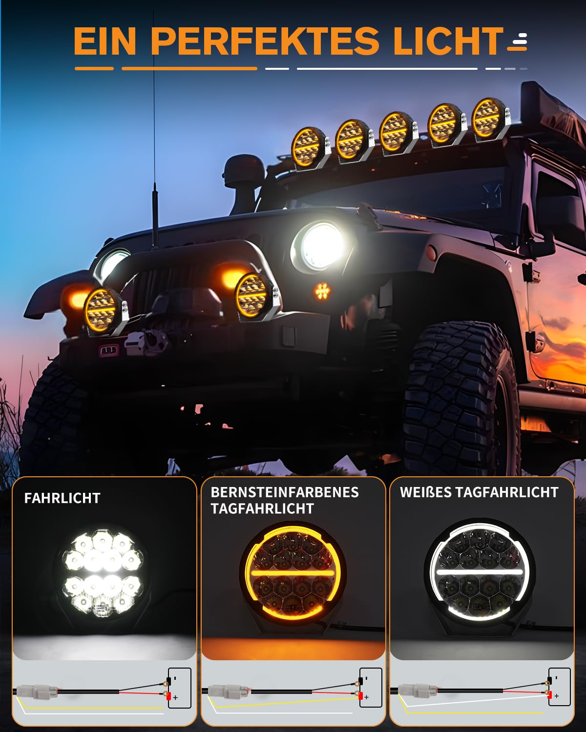 CO LIGHT 2PC 6,5 Zoll Runde LED Offroad Scheinwerfer mit DRL, 140W 20000LM, E Geprüft Zusatzscheinwerfer 12/24v, IP68 Wasserdicht Aluminiumgehäuse für SUV Pickup ATV Plug & Play mit Drahtbaum