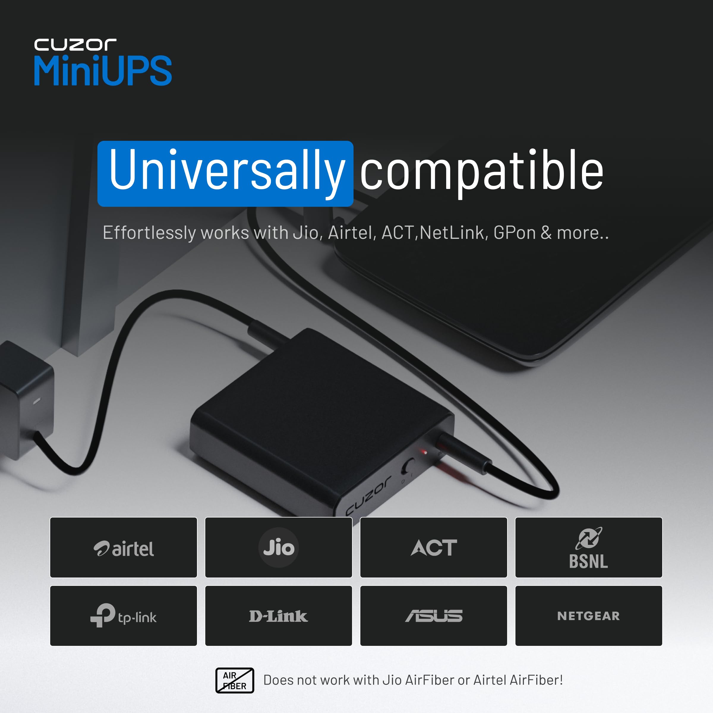 Cuzor Mini UPS 12V Router UPS up to 2A | Up to 5 Hours Backup | WiFi UPS Power Backup During powercuts | 2x2900 mAh | Mini ups for Router — Amazon image 5