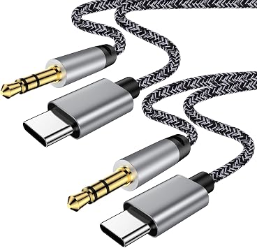 Aux to USB C Type C to 3.5mm Audio Adapter Hi-Fi Stereo Cord Headphone Male Car Auxiliary Cable Compatible with iPhone 16 15,Galaxy S25 S24 S23 Ultra A16 A15 A14 A13 A56 ZFlip7 6,Pixel 9 8,2Pack 3FT