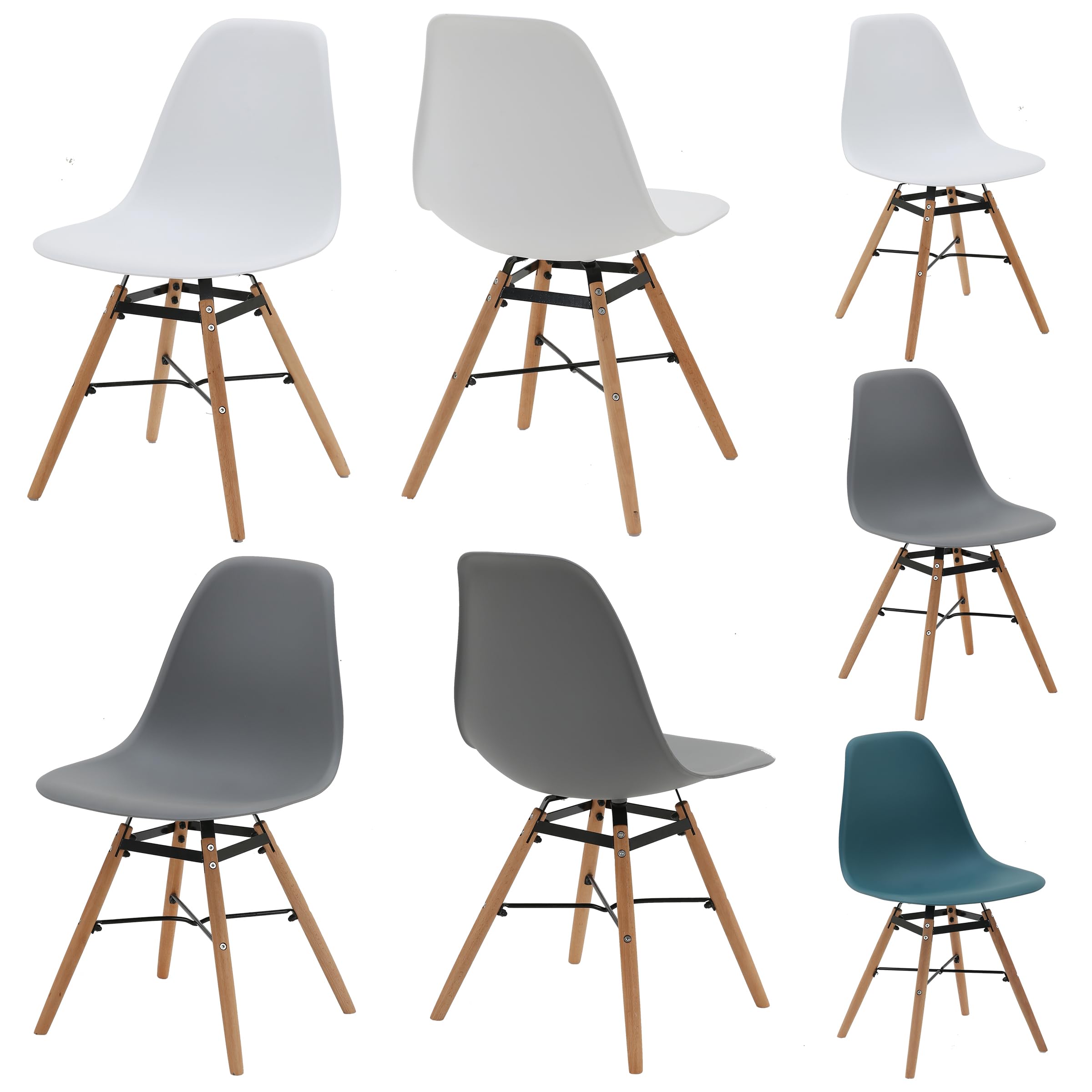 Folkbury Set of 2 Dining Chairs Wooden Legs DELUXE Retro Lounge Dining Office (Teal Blue)