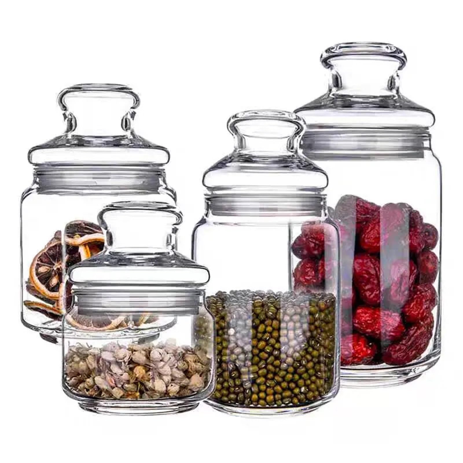 Tarro de almacenamiento para cocina, Tarro de vidrio for almacenamiento alimentos, 2 uds., con tapa, 500-1000ml, for frutos secos, galletas, té y café(750ml)