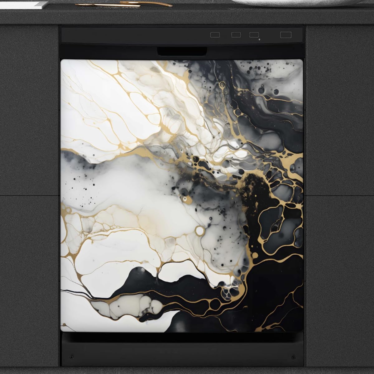 Dishwasher Magnet Cover Black Golden White Marble2 Reusable Dishwasher Magnetic Cover Sticker Decorative Dish Washer Door Cover Panel for Home Kitcen Appliance