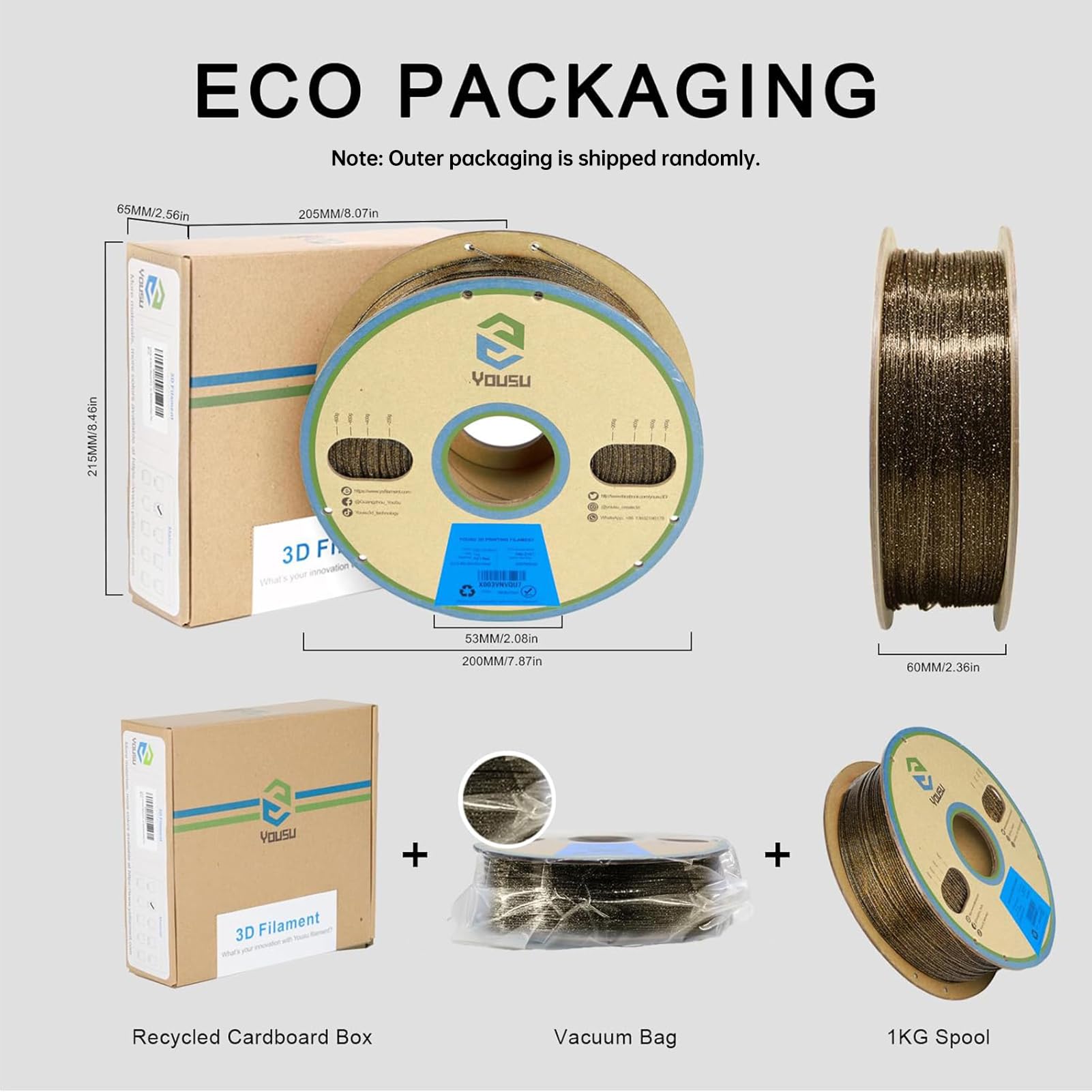Drucker Filament, 3D Effekt Glitzer PLA Filament, Maßgenauigkeit 0,03mm Standard 1 Rolle 1KG(2.2lbs), Druckmaterial Kompatibel mit 3D Druckern (3)