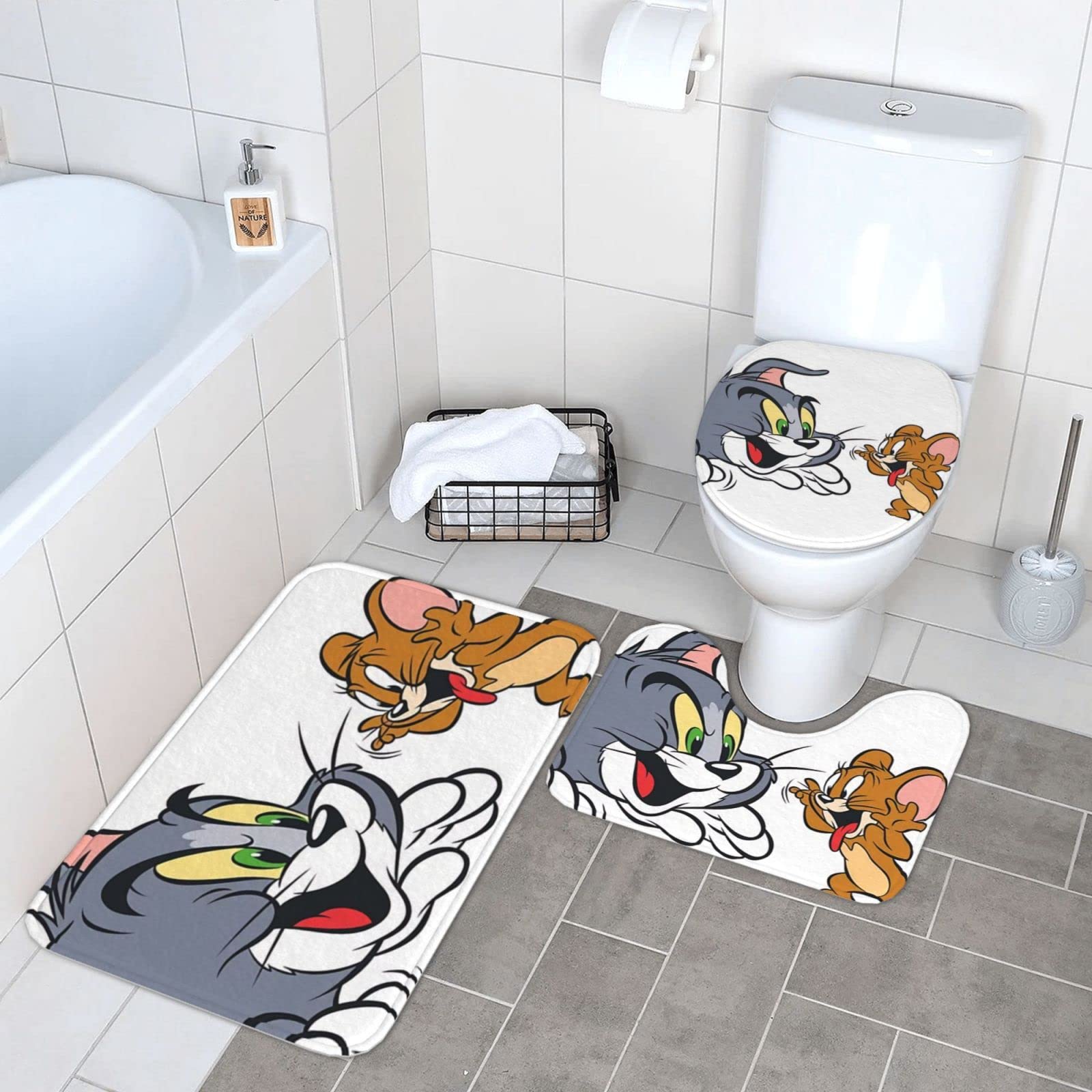 Amazon｜トムとジェリー トイレマット 3点セット フタカバー 浴室足