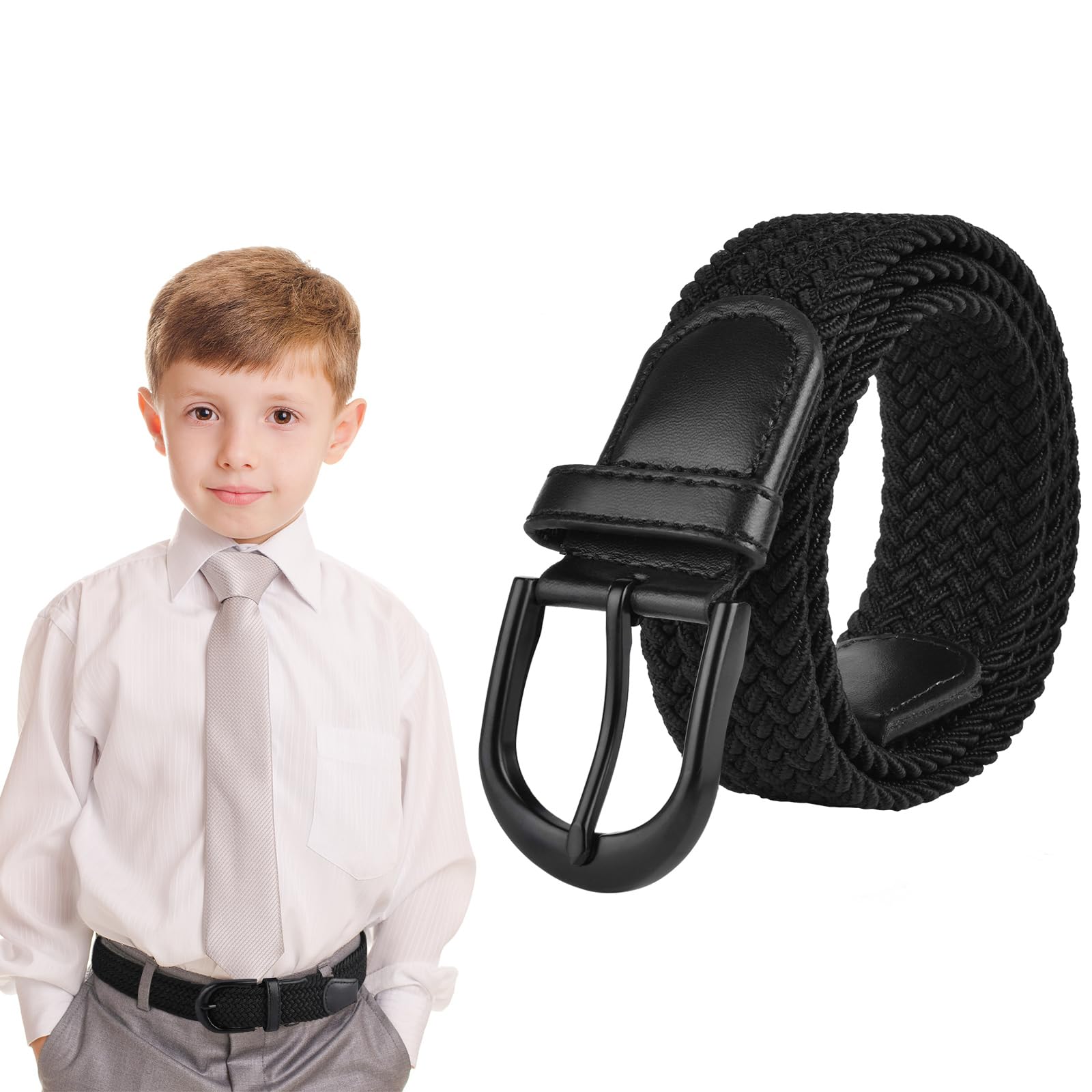 flintronic Elastischer Gürtel für Kinder, 2 Stück Geflochtener Flechtgürtel für Jungen und Mädchen 82 cm, Stretch Stoffgürtel für Hosen und Jeans, Vielseitig für Teenager und Junioren