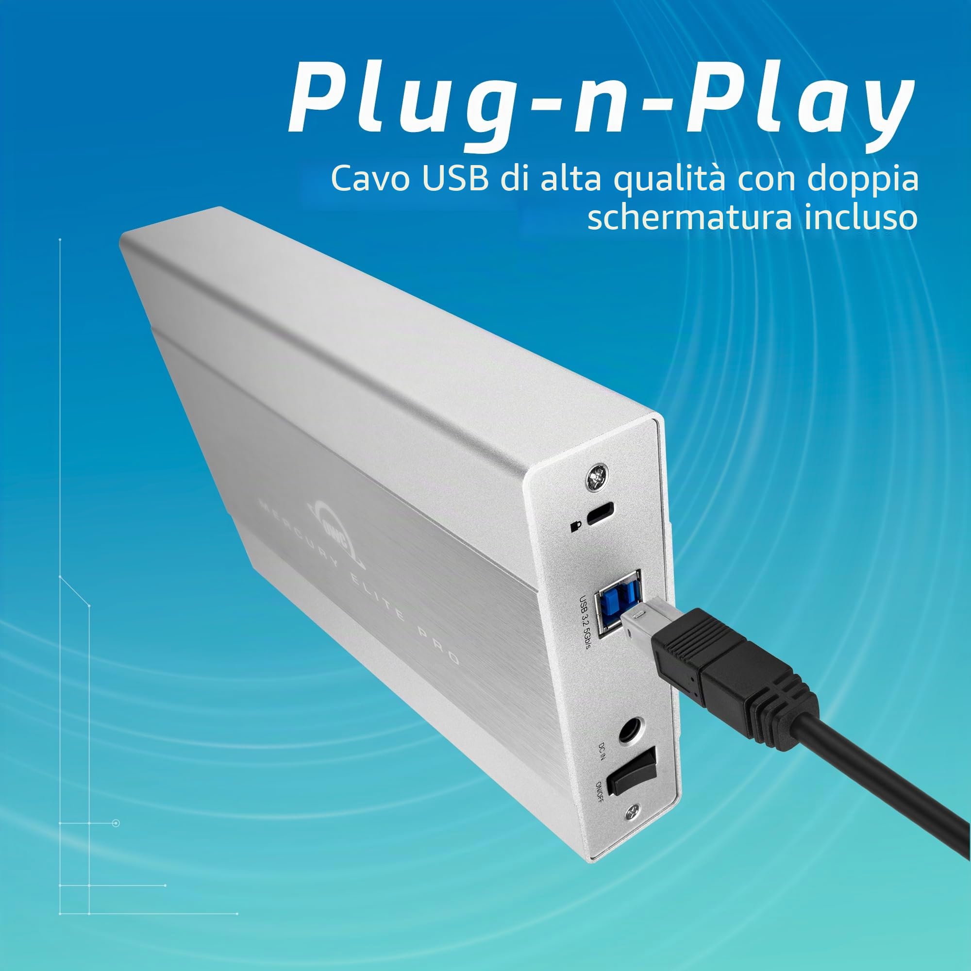 OWC Custodia di archiviazione esterna Mercury Elite Pro da 3,5 pollici USB 3.2 (gen 1) 5Gb/s