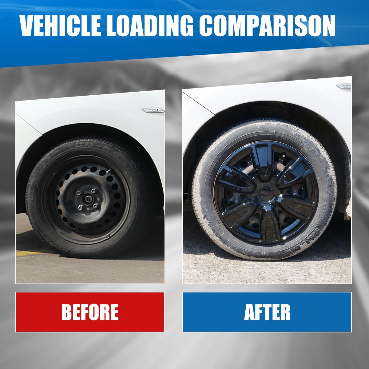 15 inch Hubcaps Set of 4 Black Lacquer Universal Wheel Cover for Cars - Fits for Toyota, Nissan, Honda, Vw, Chevy Chevrolet, Hyundai, Dodge, Ford, Subaru, Mitsubishi and Most Cars