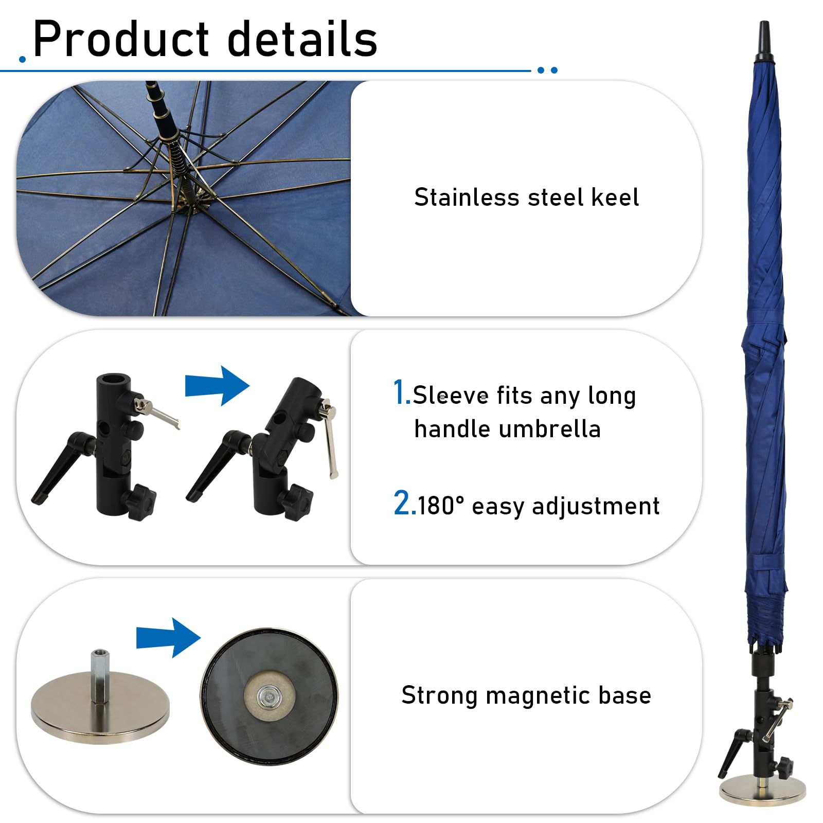 152,4 cm verstellbarer, wasserdichter Regenschirm-Set mit Magnetfuß, Multi-Winkeleinstellung, wasserdichter Arbeitsschirm bietet Schatten und hält Werkzeuge trocken für Reparaturarbeiten im