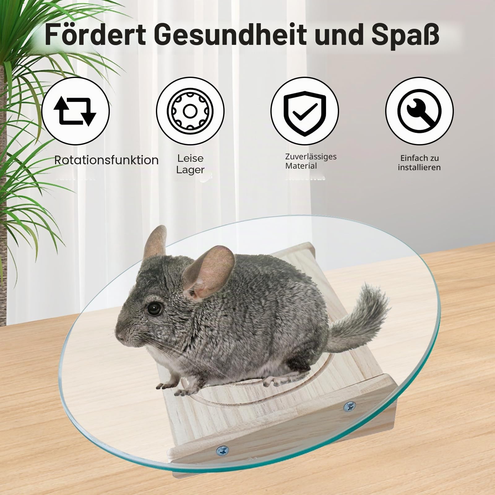 Chinchilla Laufrad, 28 cm Glas Hamsterrad Chinchilla-Spinner-Rad mit Metalllager Leises Hamster-Sportrad Laufräder für Kleintiere Laufspinner für Chinchillas Meerschweinchen Hamstern