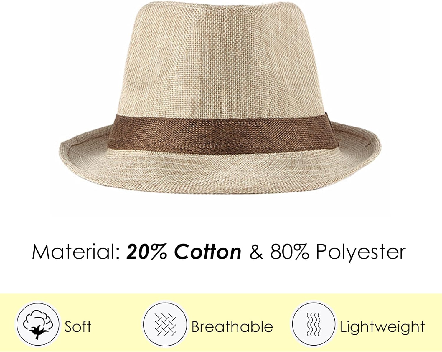 Lisianthus Fedora Hat for Men Panama Trilby Hat Short Brim Summer Sun Hat - Image 5