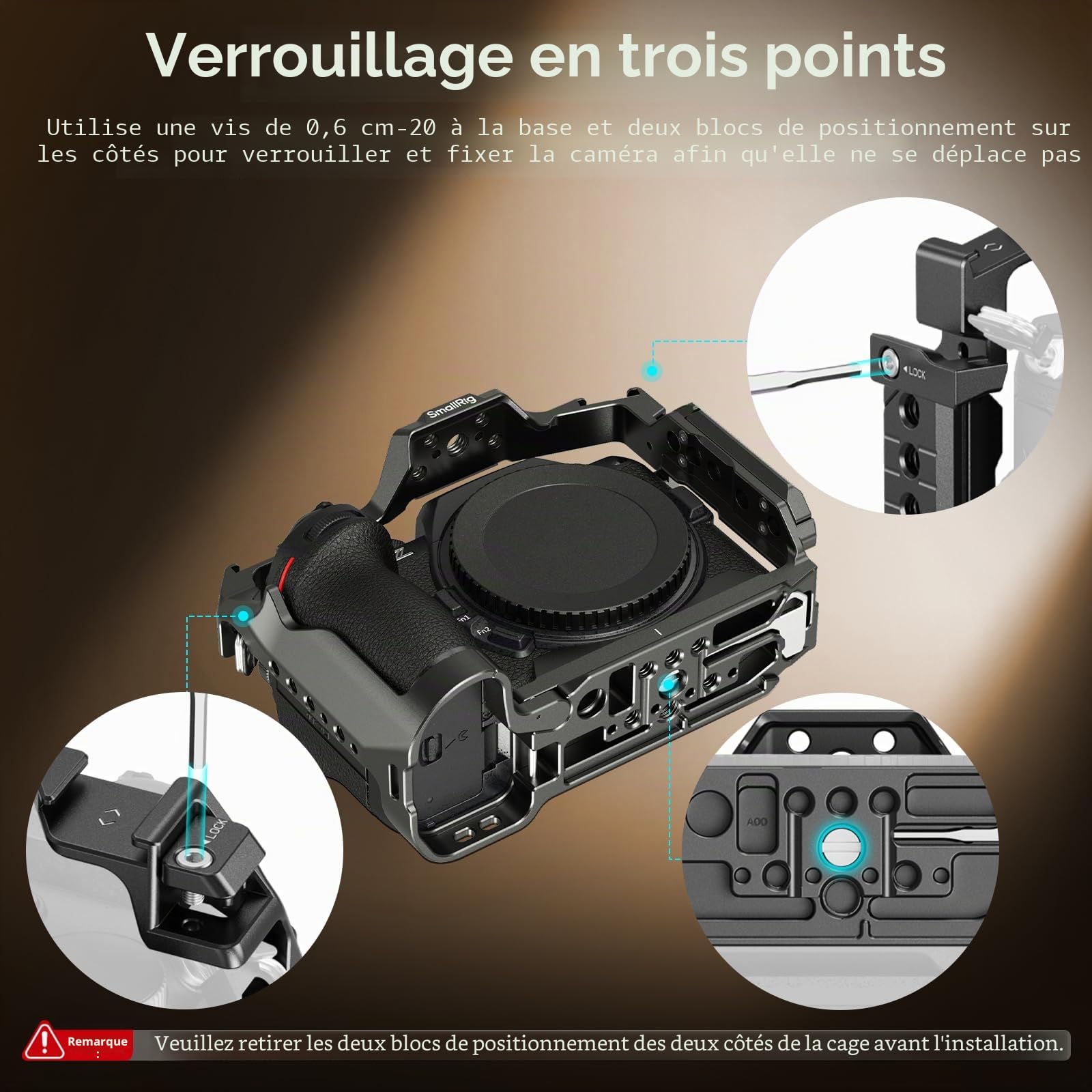 SMALLRIG Cage pour Nikon Z5 II, Z5, Z6, Z6II, Z7, Z7II, Cage en Alliage d'Aluminium avec Support pour Griffe, Trous filetés 1/4''-20 et 3/8''-16, Plaque de Fixation Rapide pour Arca-Swiss - 5257