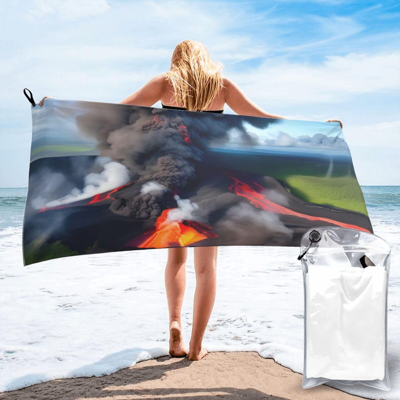 AYYQWE Kilauea Volcano Bloom Print Lightweight Towel For Men Women Travel Beach Camping Hiking Yoga Swimming Sports