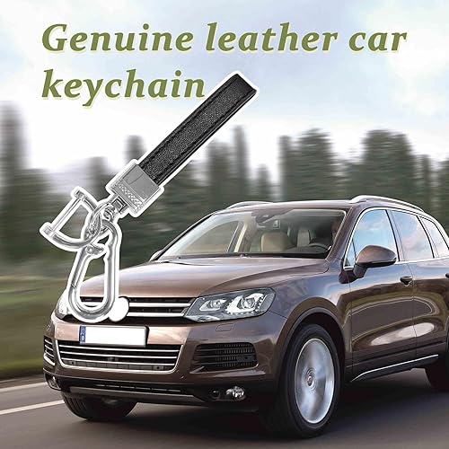 Miniatura 5 de Llavero de cuero de microfibra para automóvil, giratorio de 360 grados, con anillo en D antipérdida, llavero y destornillador (negro y plateado)