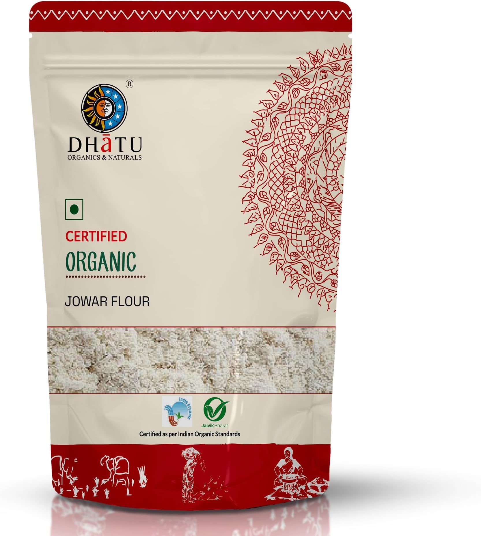 Dhatu Organics Jowar Flour 500g – Gluten-Free, Fiber-Rich | Sorghum Flour