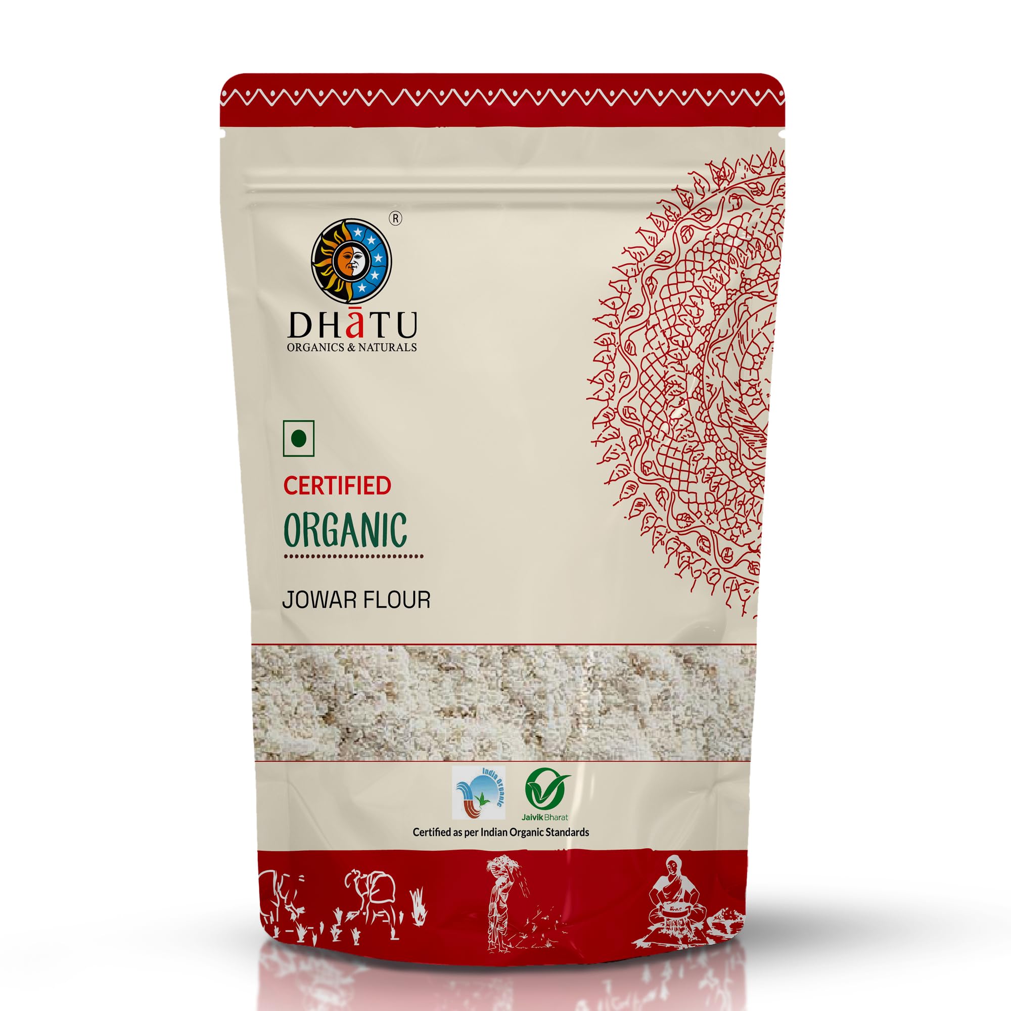 Dhatu Organics Jowar Flour 500g – Gluten-Free, Fiber-Rich | Sorghum Flour