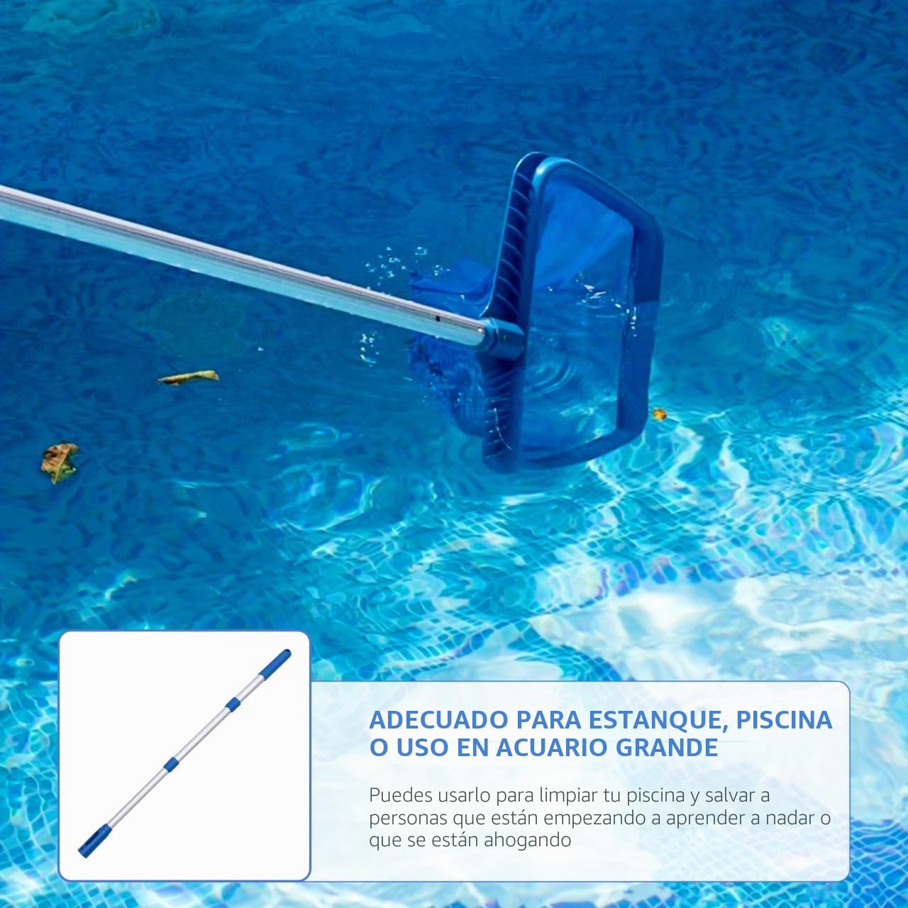 Tofficu Poste De Piscina Telescópico De Aluminio Azul Poste De Piscina Telescópico Postes De Piscina para Limpieza Poste Telescópico Ajustable De 3 Piezas para Red Desnatadora Cepillo