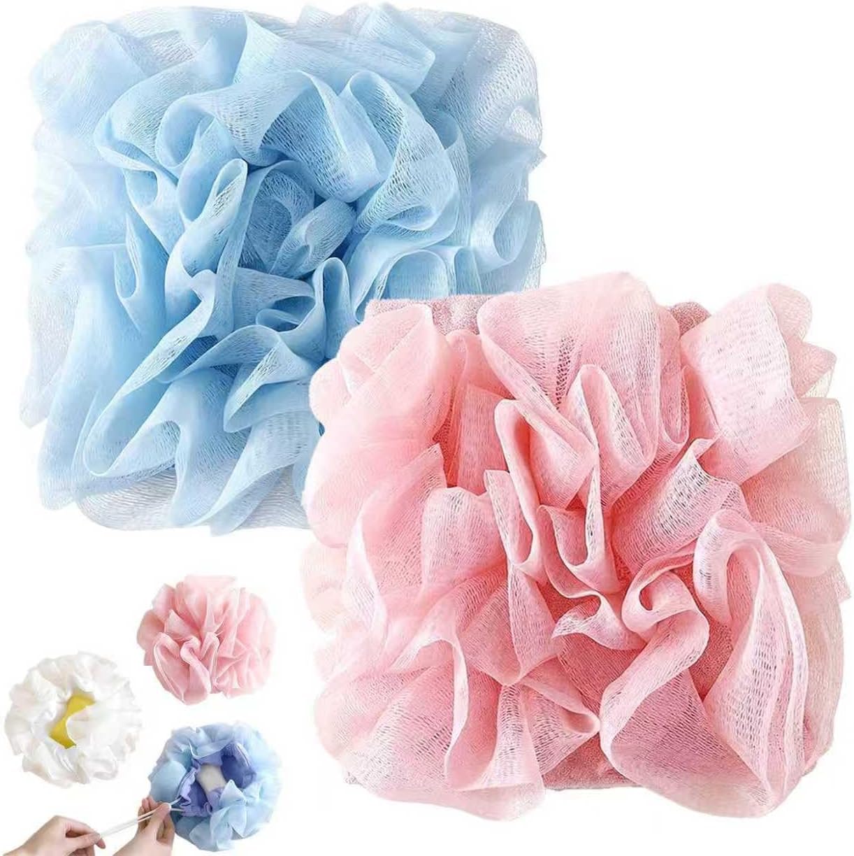 Loofah Washcloth Combo 2-in-1, Soap Saver Pouch with Bar Soap Pocket, Exfoliating & Reusable Shower Sponge for Body Wash (Multicolor) (1, Small)-image-17