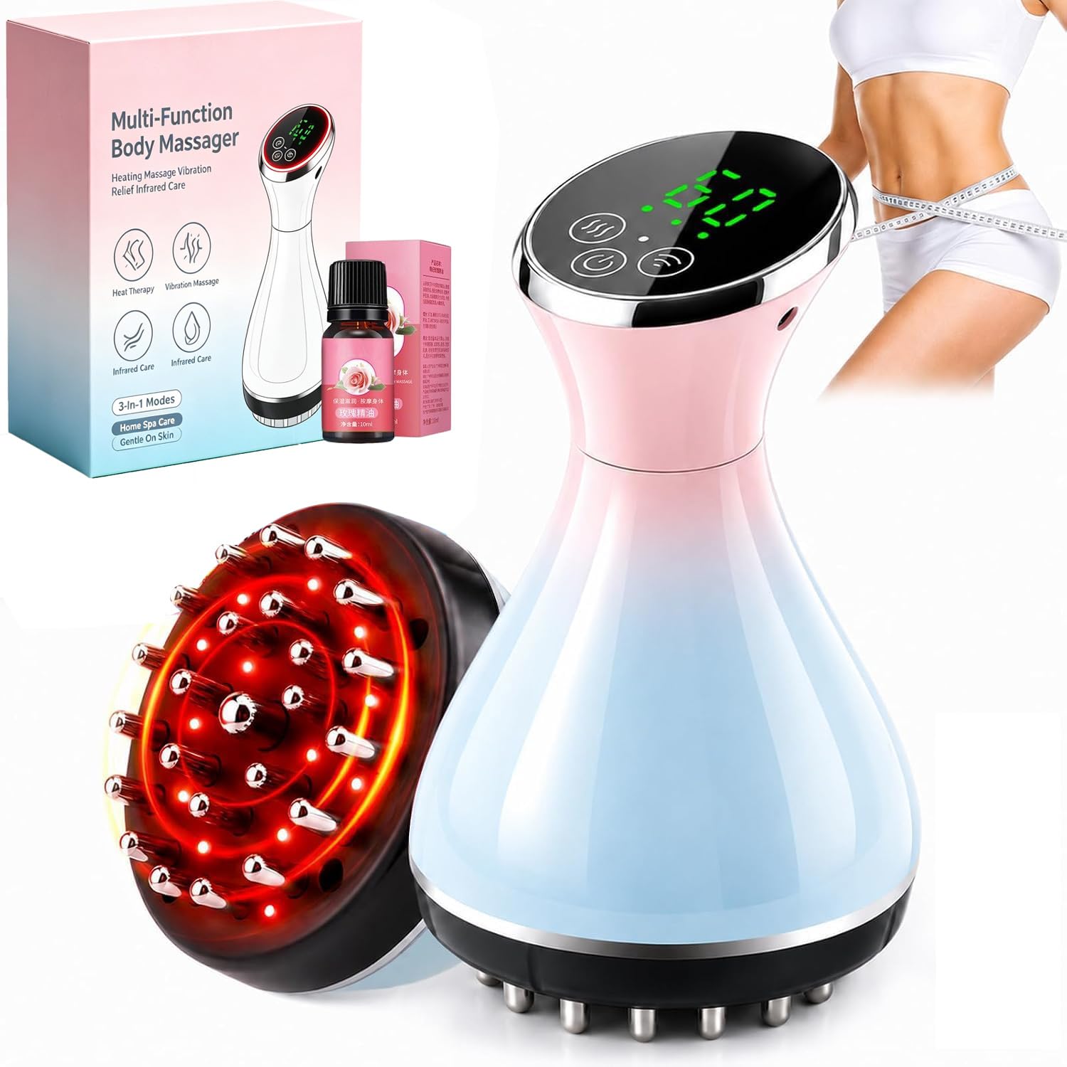 Masajeador de Drenaje Linfático & Anti Celulitis, Masajeador de Drenaje Linfático Eléctrico, Dispositivo Anticelulítico, Ayuda a Reducir las Estrías y la Celulitis, para Piernas, Brazos y Vientre