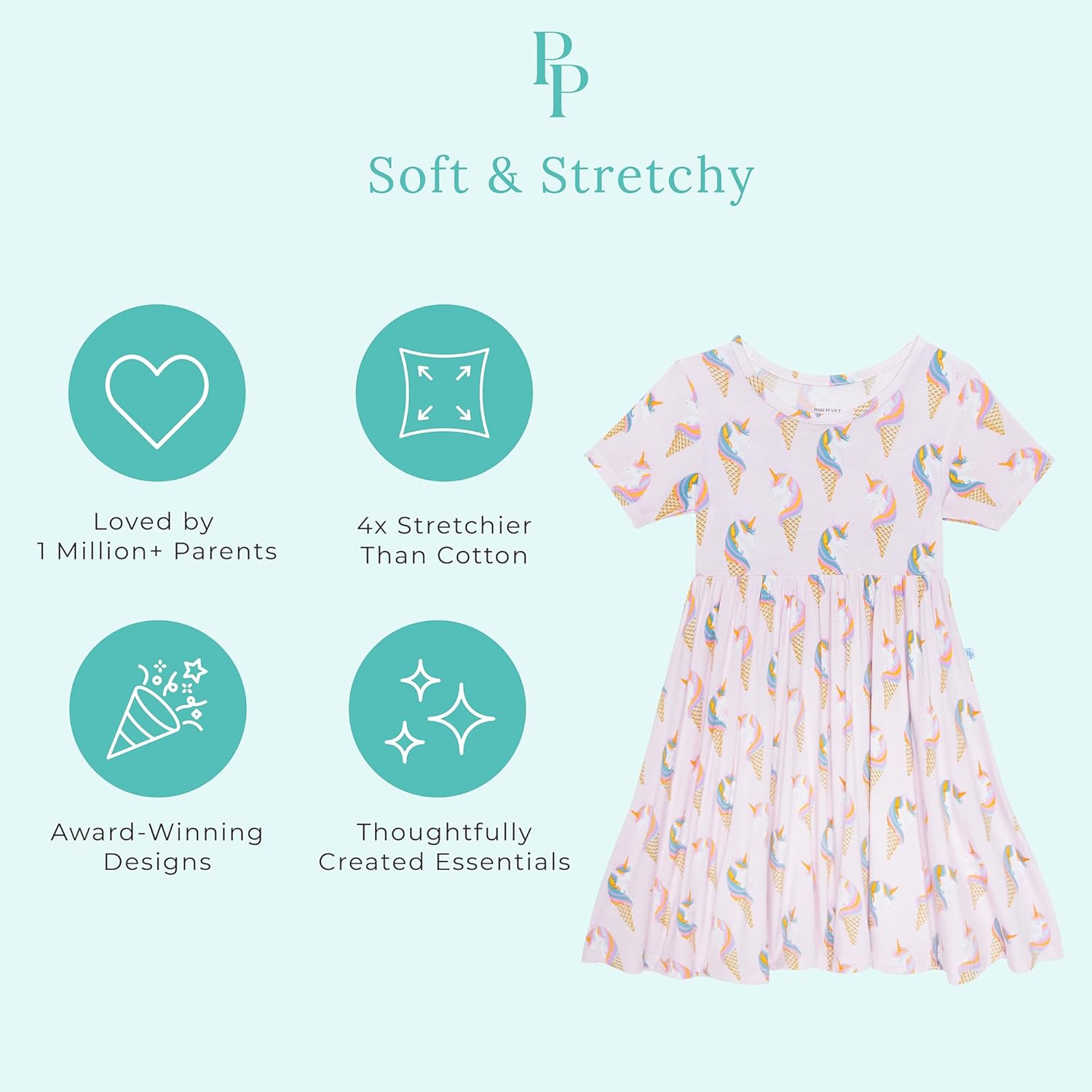 Posh Peanut Girls Dresses – Soft Toddler Twirl Dress Made with Viscose from Bamboo – Fall, Spring, Summer Dresses for Girls - Image 3