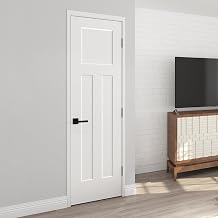 BARNSMITH 24x80 in Flat 3-Panel Smooth White Primed Molded Door Slab, Modern Paintable Hollow Core Interior Door Panel, for Swing, Pocket, Sliding Door, Durable and Lightweight