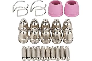 Warfox Plasma Cutter Consumables - Silver 24 pcs Pilot Arc Cutting Torch Nozzles Tips Kit