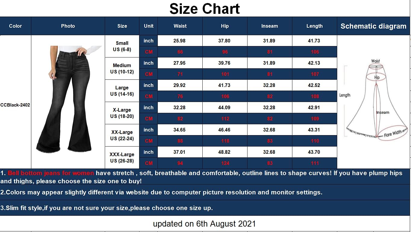 SeNight Women Bell Bottom Jeans Elastic Waist Ripped Flared Jean Destroyed Raw Hem Denim Pants - Image 3