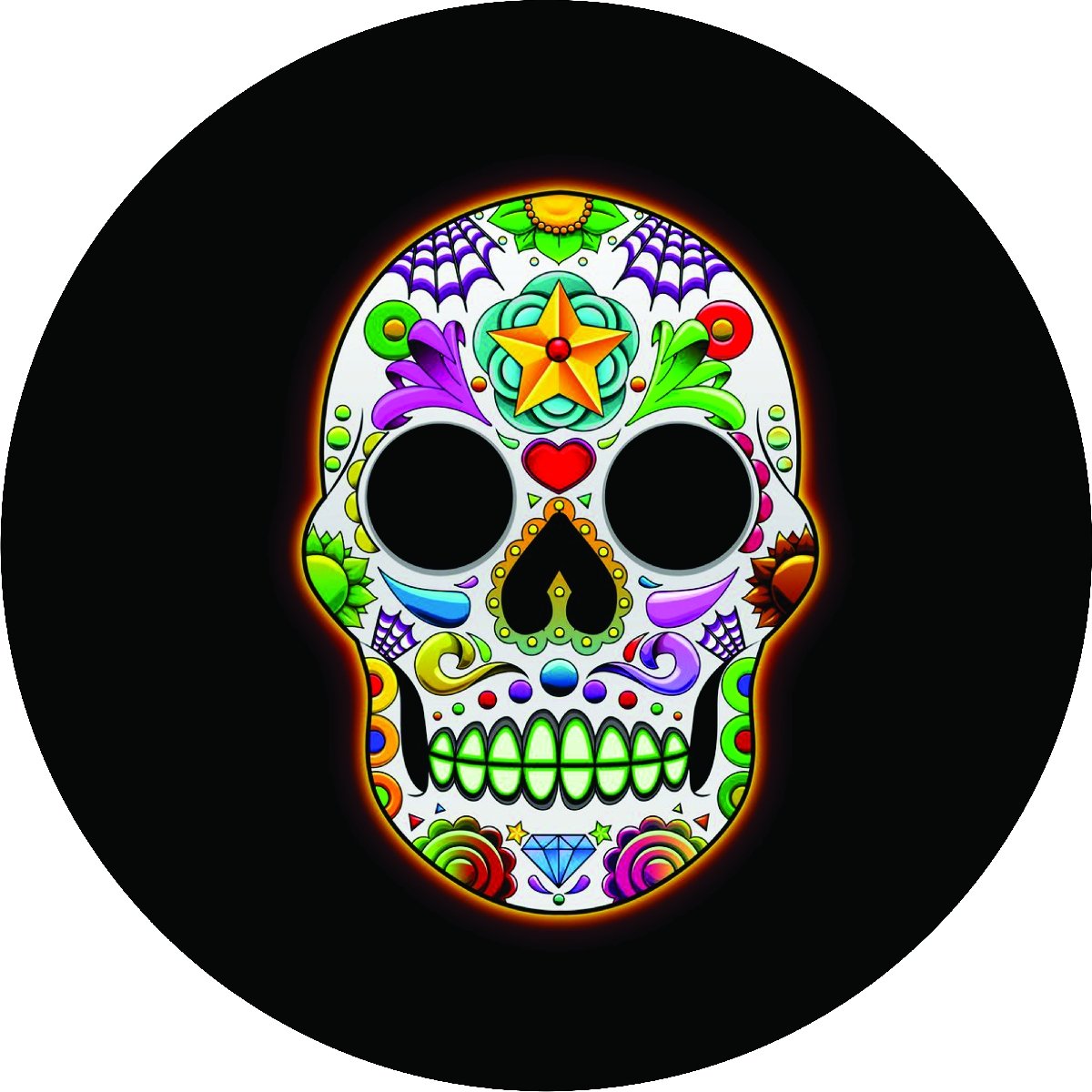 CustomGrafixTireCovers™ Neon Sugar Skull Tire Cover 33