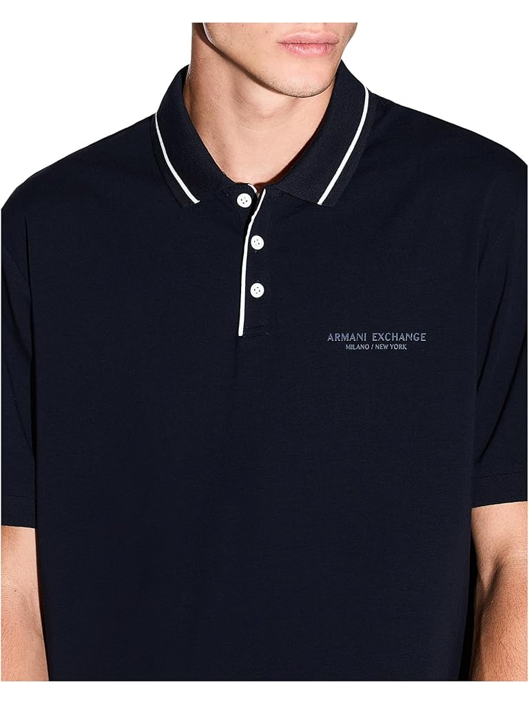 Navy Armani Exchange Milano/New York Logo Polo Shirt