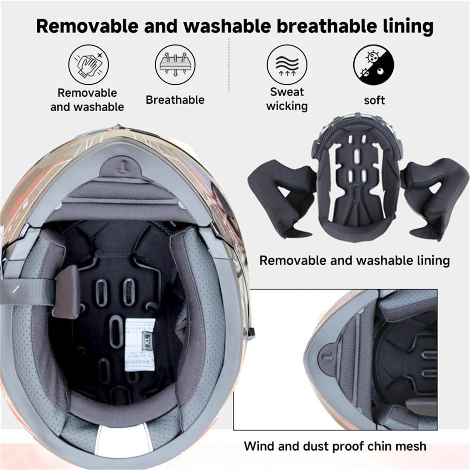 Casco Modular de Motocicleta con Bluetooth, homologado por ECE, abatible, Integral, con Doble Visera antivaho, Forro Lavable y Sistema de ventilación for Adultos, Hombres y Mujeres.(F,XL 61~62CM)
