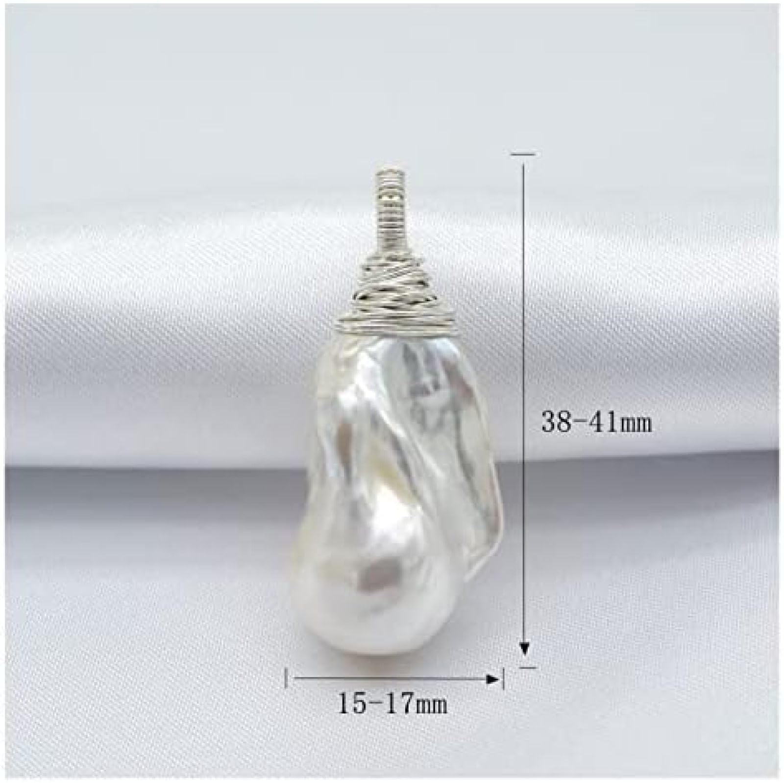 Colgante para Mujer, Perla Barroca Grande Blanca, Colgante De Plata De Ley, Colgante De Perlas En Forma De Gota, Collar De Cuerda De Cuero,Picturesque234