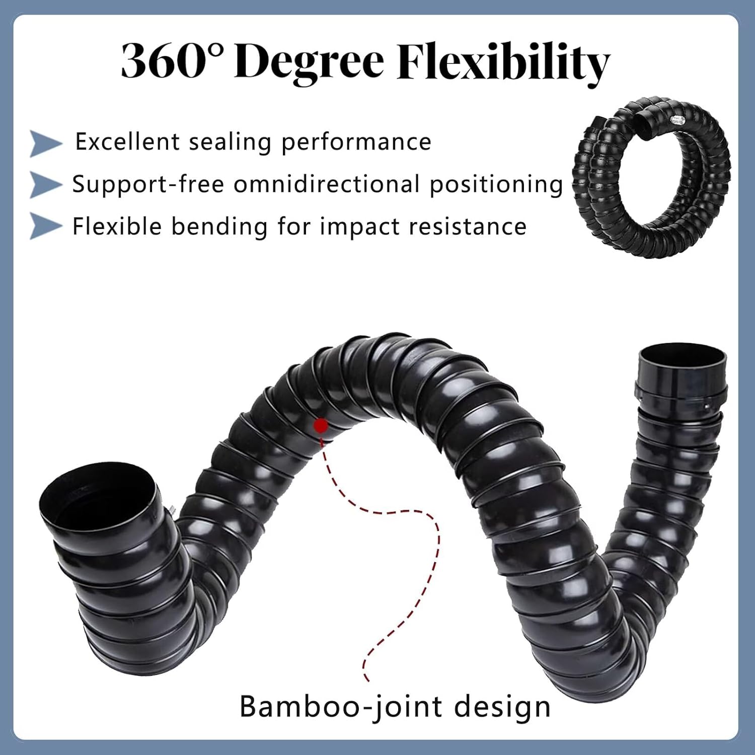 Workshop Dust Collection Hose, Air Extractor Flexible Duct Collector Arm for Gas, Smoke & Fume Removing in Industrial Use(Black OD 218mm(2in),L 1m/3.3ft)