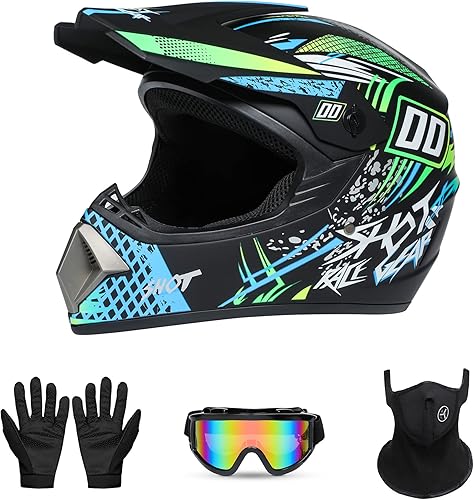 Casco Motorcross, casco todoterreno para motocross, casco ATV, casco de motocicleta juvenil, casco de cara completa unisex, cómodo y ligero,