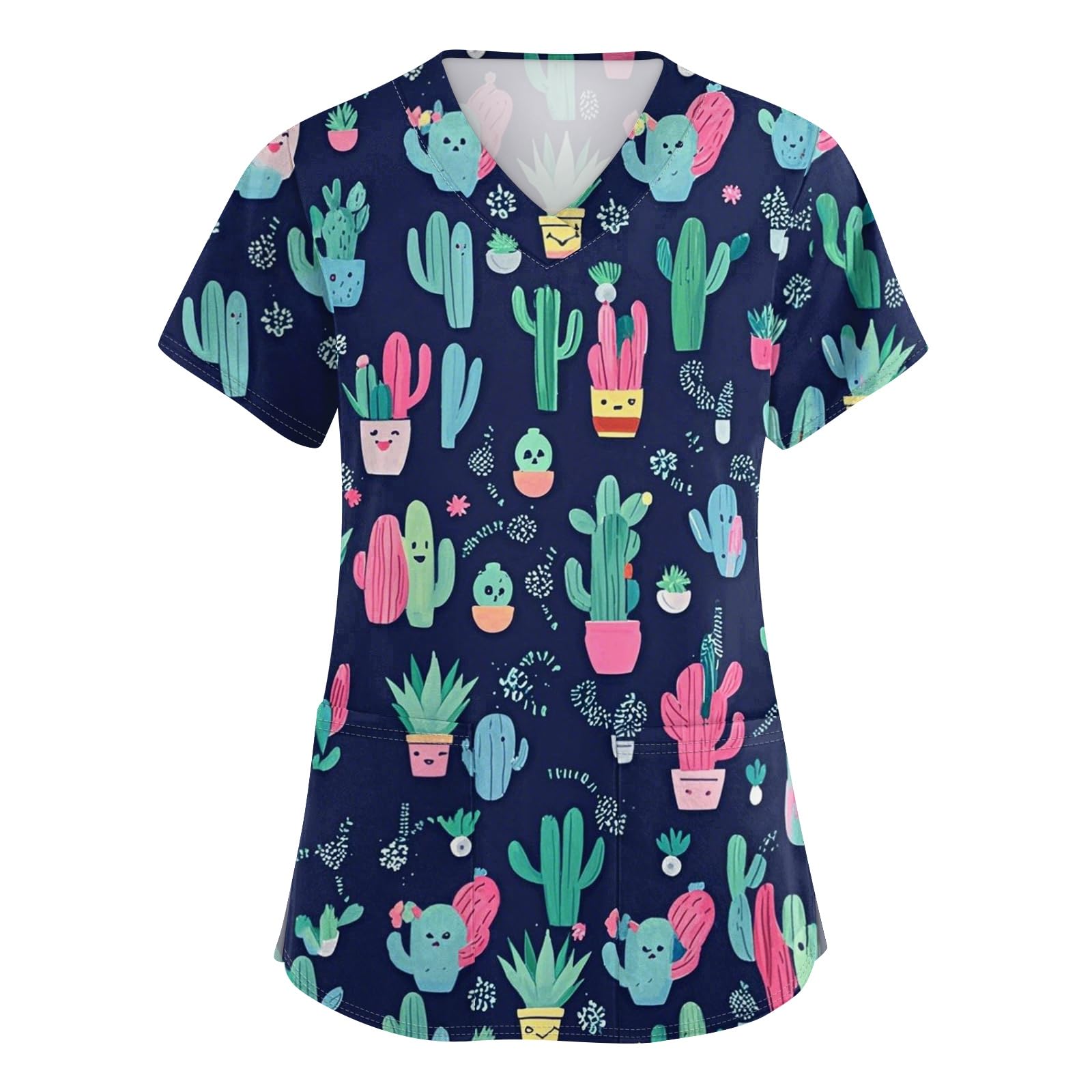 OIOLOYJM Printed Scrub Tops Women V Neck Short Sleeve Plus Size Scrubs for Womens Nursing Uniforms Shirts with Pockets