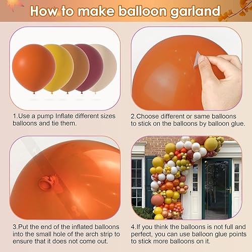 Miniatura 6 de Janinus Kit de arco de globos de Acción de Gracias con pancarta de "Given Thanks", globos de otoño naranja oscuro, marrón, borgoña para Acción de