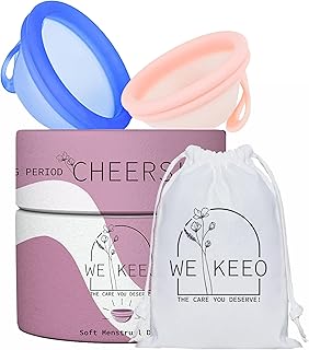 Reusable Menstrual Discs - 100% Medical-Grade Silicone Period Disc -Leak-Free 12-Hour Comfort - Tampon Disc Pad & Cup Alternative (Light Pink & Blue)