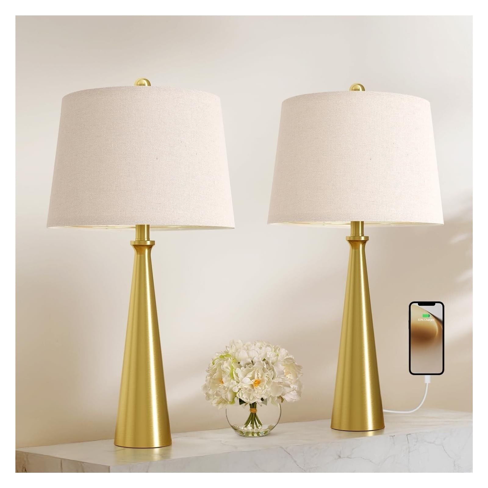 Nowoczesna minimalistyczna lampa stołowa w stylu vintage z lnianym abażurem, lampka nocna do sypialni lub salonu. lampa biurkowa