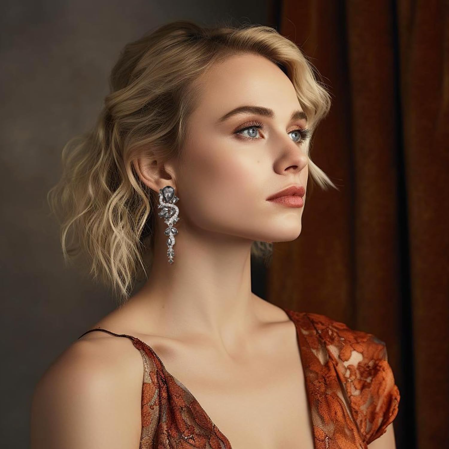 Fashion Rhinestone Statement Drop Dangle Earrings Long Colorful Crystal Bridal Wedding Teardrop Chandelier Earrings for Women Prom Pageant - Image 3