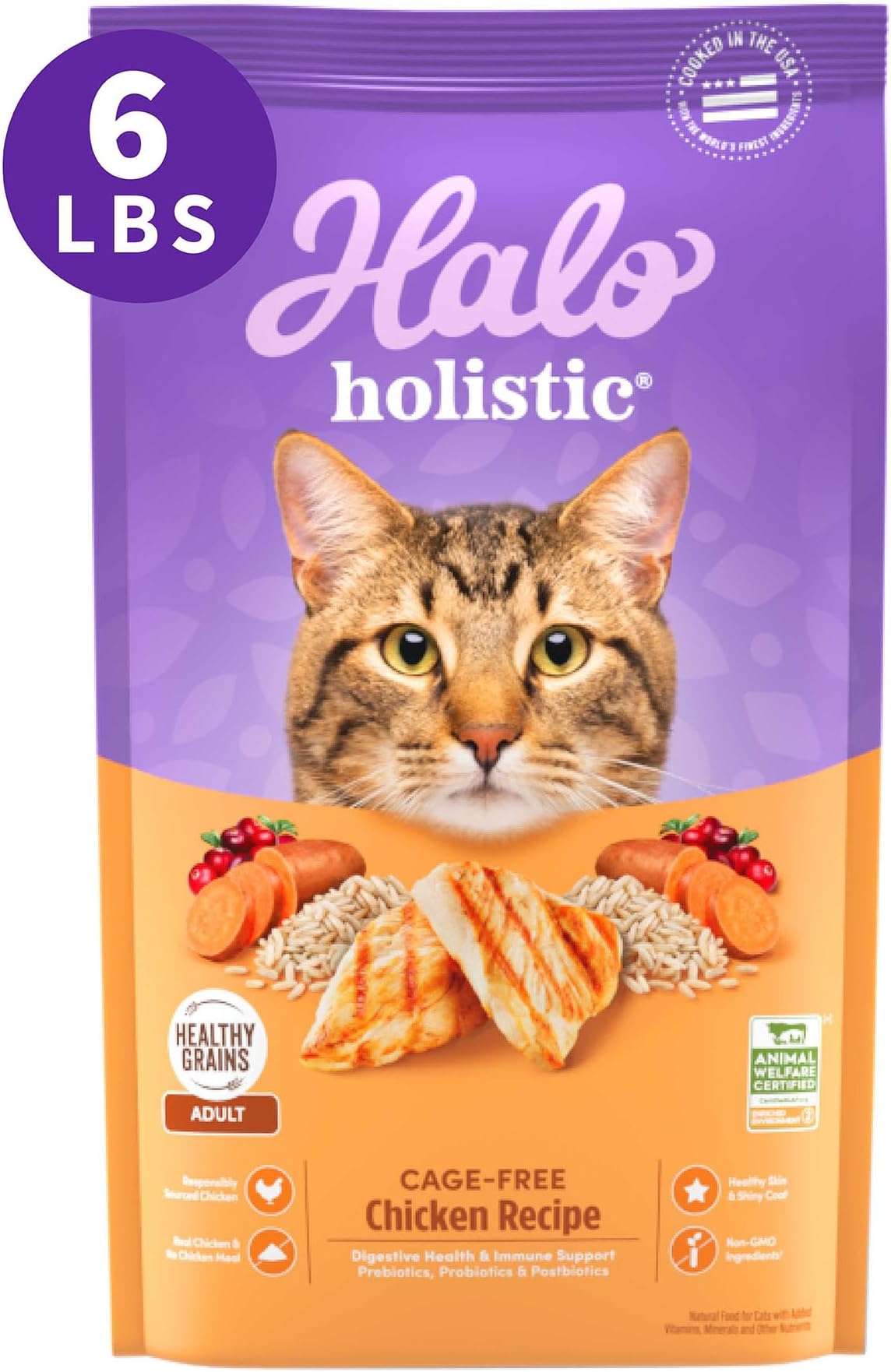 Halo Spot's Stew Natural Dry Cat Food, Indoor Cat, Wholesome Chicken Recipe, 6-Pound Bag