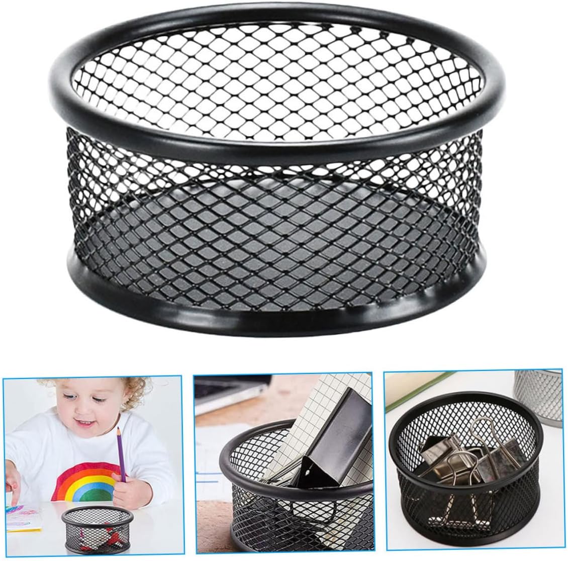 3pcs Multi-functional Mesh Design Paper Clip Storage Basket Organize Office Supplies Wire Holder for Desk for Paper Clips Thumbtacks and More