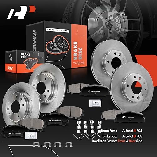 Miniatura 9 de A-Premium Rotores de freno de disco sólido delanteros y traseros + pastillas de cerámica compatibles con modelos seleccionados de Mazda - 6 2003