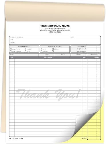 Libros NCR sin carbono personalizados de 8.5 x 11 pulgadas en facturas duplicadas de 2 partes, recibos, órdenes de trabajo, órdenes de venta,