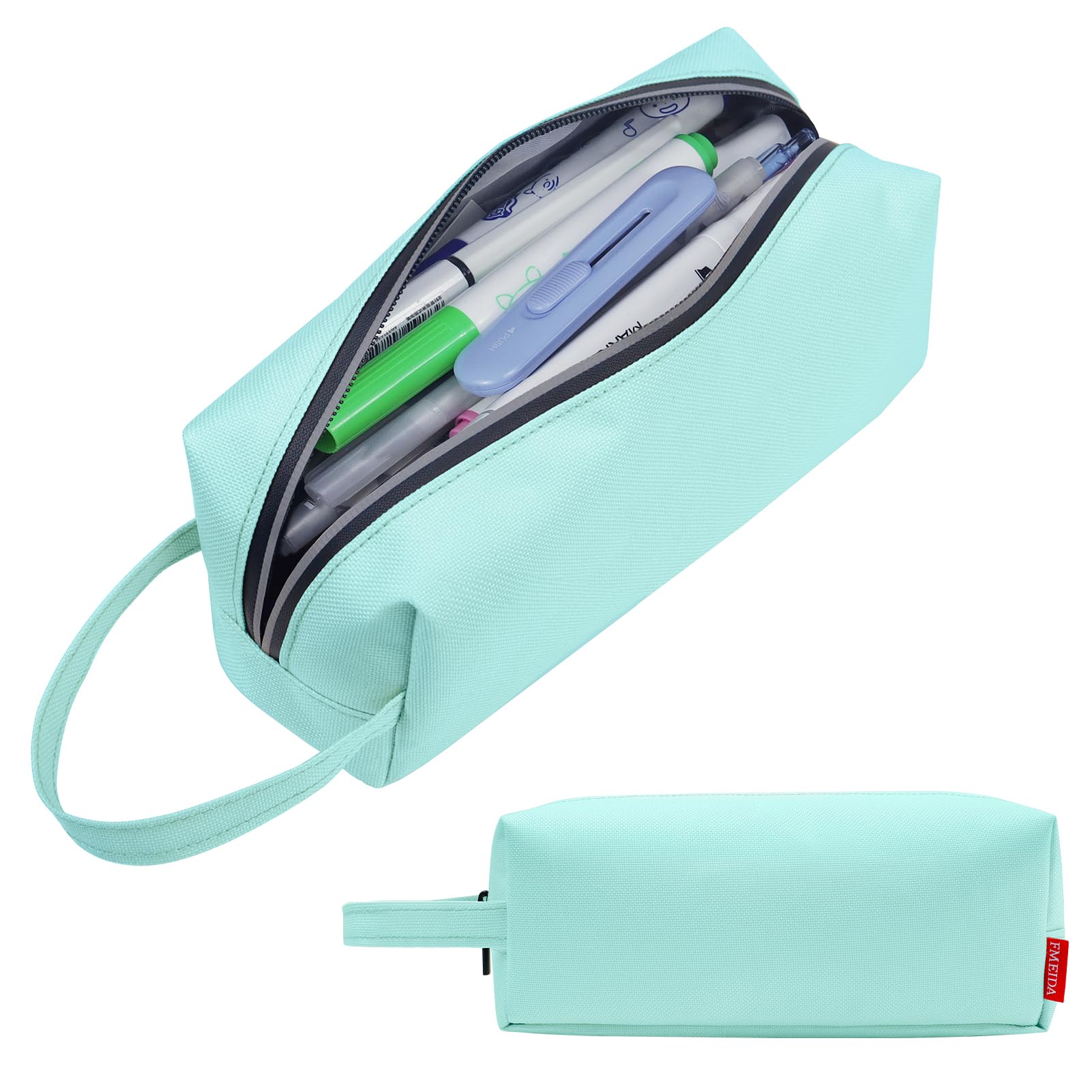 Fmeida Pencil Case Pouch - Pencils Pouch Portable Pen Bag Simple Office Supplies Stationery Bags with Handle - Mint Green — image 1